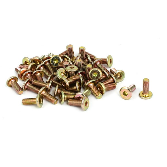 Unique Bargains M6x15mm Flat Hex Socket Head Hexagon Furniture Bolts Connector Fastener 50pcs