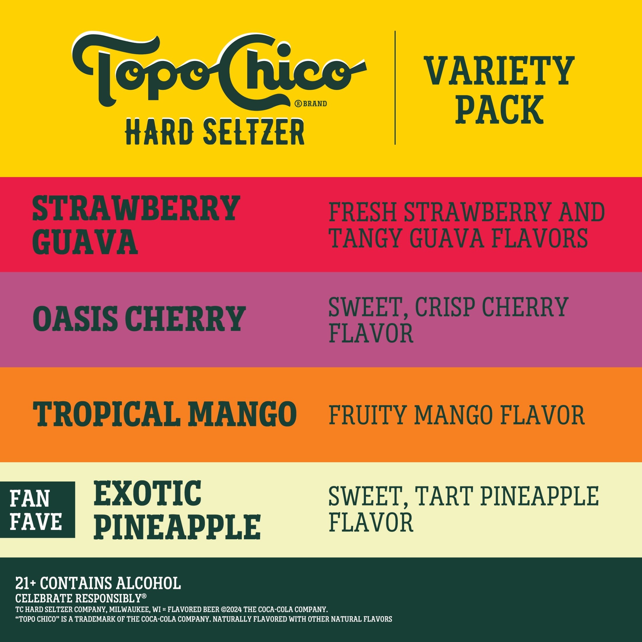 Topo Chico Hard Seltzer Variety Pack , 12 Pack, 12 fl oz Aluminum Cans, 4.7% ABV