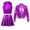 Purple, variant on Alvivi Girls Metallic Jazz Hip Hop Dance Outfits Sleeveless Crop Top Bomber Jacket with Skirt Set Black 8