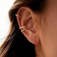 thumbnail image 2 of Yomhary Thin Chunky Ear Cuffs Non Piercing for Women - Dainty 14K Gold Plated Cuff,Cubic Zirconia, 2 of 5