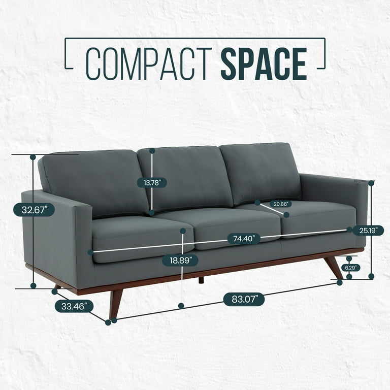 Leisuremod Chester Modern Leather 3 Seater Sofa With Birch Leisuremod Chester Modern Leather 3 Seater Sofa With Birch