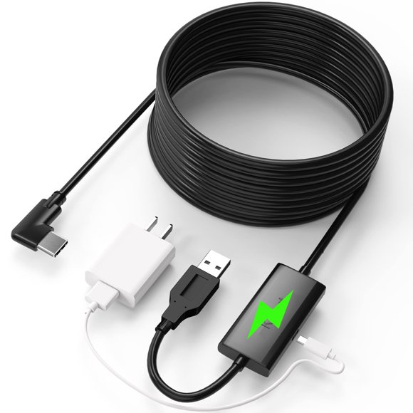 Kuject Design 20FT Link Cable for Quest 3S/3, Quest 2 and Quest Pro, with Separate Charging Port for Uninterrupted Power, USB 3.0 Type A to C Cable for VR Headset Access