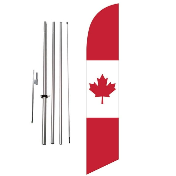 Canada Canadian 15ft Feather Banner Swooper Flag Kit with pole & spike