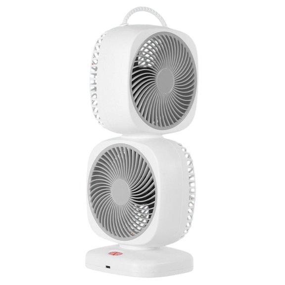 deevoka Double Layer Rotating Fan Cooling Fan Convenient Compact Portable Table Fan Rechargeable for Bedroom Office Kitchen Dormitory Gray