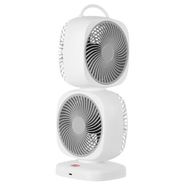 Ventilador giratorio de doble capa, ventilador de refrigeración, práctico ventilador de mesa portátil compacto, recargable para dormitorio, oficina, Gris