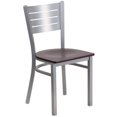 thumbnail image 1 of HERCULES Series Silver Slat Back Metal Restaurant Chair - Cherry Wood Seat, 1 of 6