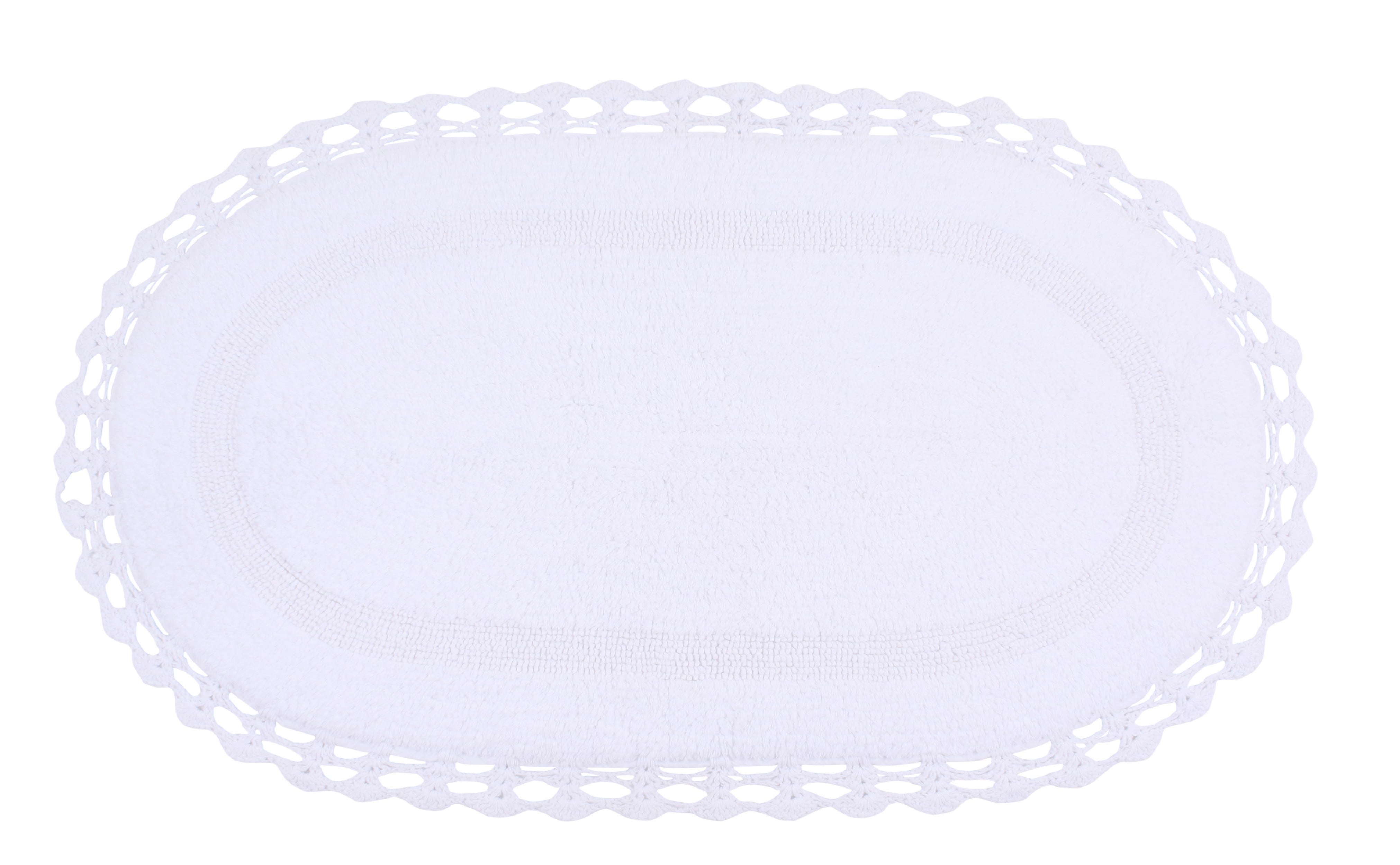 Home Weavers Hampton Crochet Bath Mat 100% Cotton Bathroom Rugs Set, Washable Rug, Extra Soft and Absorbent bath Rug, Kitchen Mat, Bath Mat Set, Bath Floor Mat Reversible, 24"x40" Rectangle, White