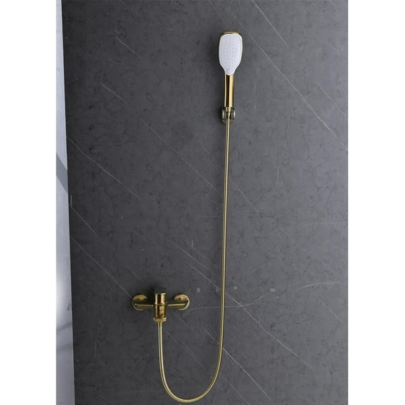 Wall Mounted Bathtub Faucet with Handheld Hand Shower, Brushed Gold Mixer Tap, Single Handle Shower Faucet with Tub Spout