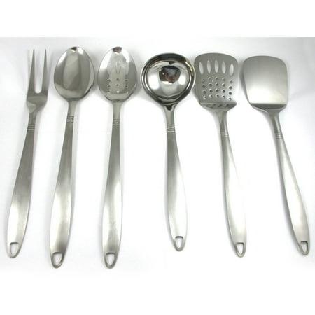 6 Stainless Steel Kitchen Cooking Utensil Set Serving Tools Server Spatula