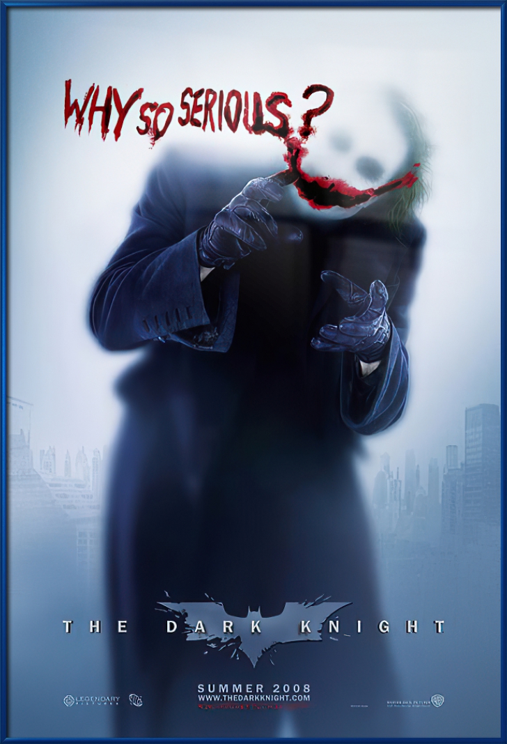 Batman The Dark Knight Framed Movie Poster Teaser Style The Joker Why So Serious Metallic Blue Plastic Frame Walmart Com