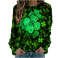 thumbnail image 1 of Pompotops Femmes Manches Longues Chemises Décontractées Vintage St Patrick Impression Sweat-Shirt Col Rond Pull-Over Ample Tops, 1 of 5
