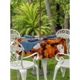 thumbnail image 2 of Outdoor Tablecloth with Umbrella Hole and Zipper, White Pumpkin Fall Round Table Cloth 54 Inch Waterproof Tablecloth, Thanksgiving Maple Leaves Autumn Picnic Table Cover for Patio Camping, 2 of 7