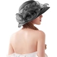 thumbnail image 3 of Organza Fascinator Hat - Women's Wide Brim Church Bridal Tea Party Wedding Hat, 3 of 4