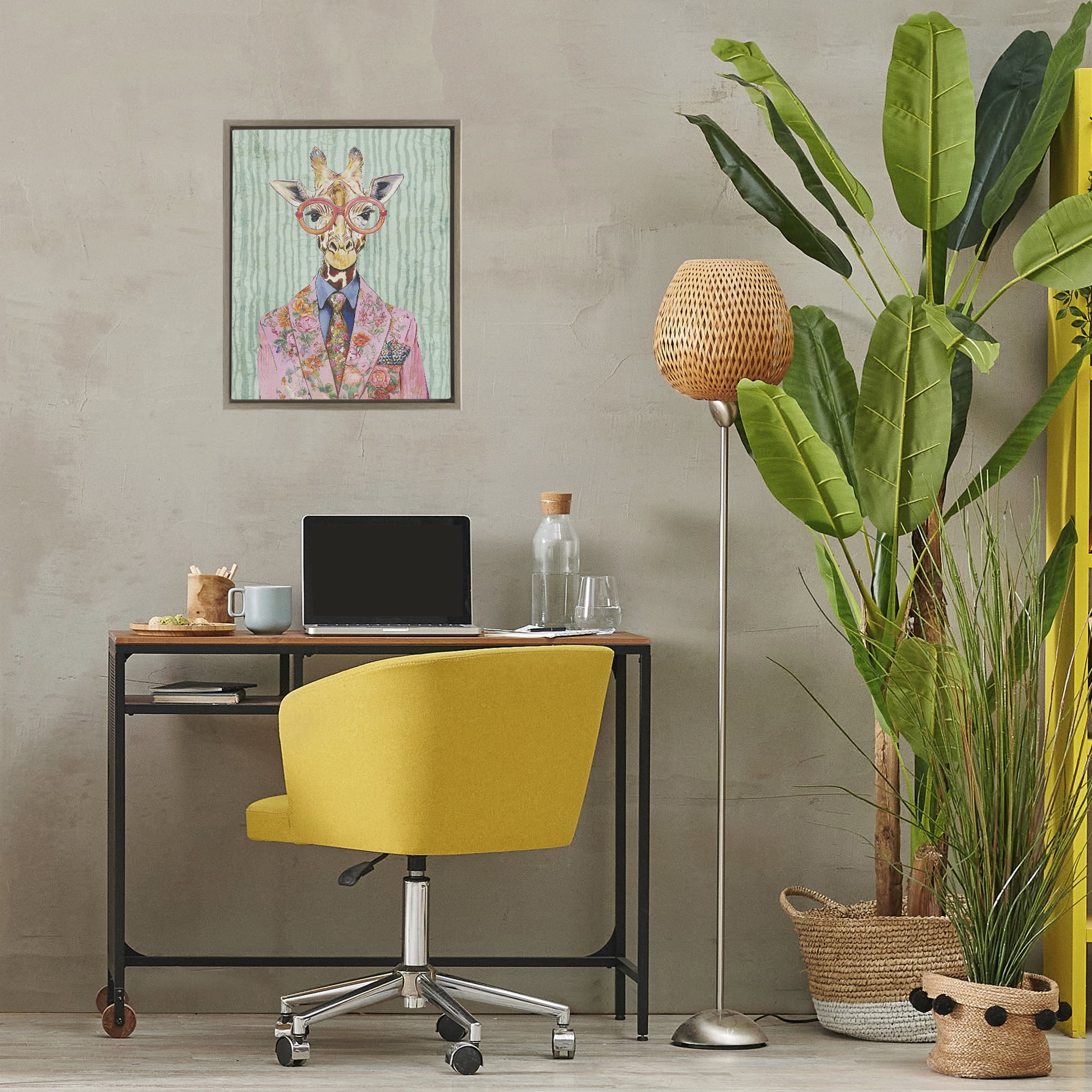 Stupell Industries Tall Stylish Giraffe Brown Framed Floater Canvas Wall Art, design by Svetlana Aleynikova