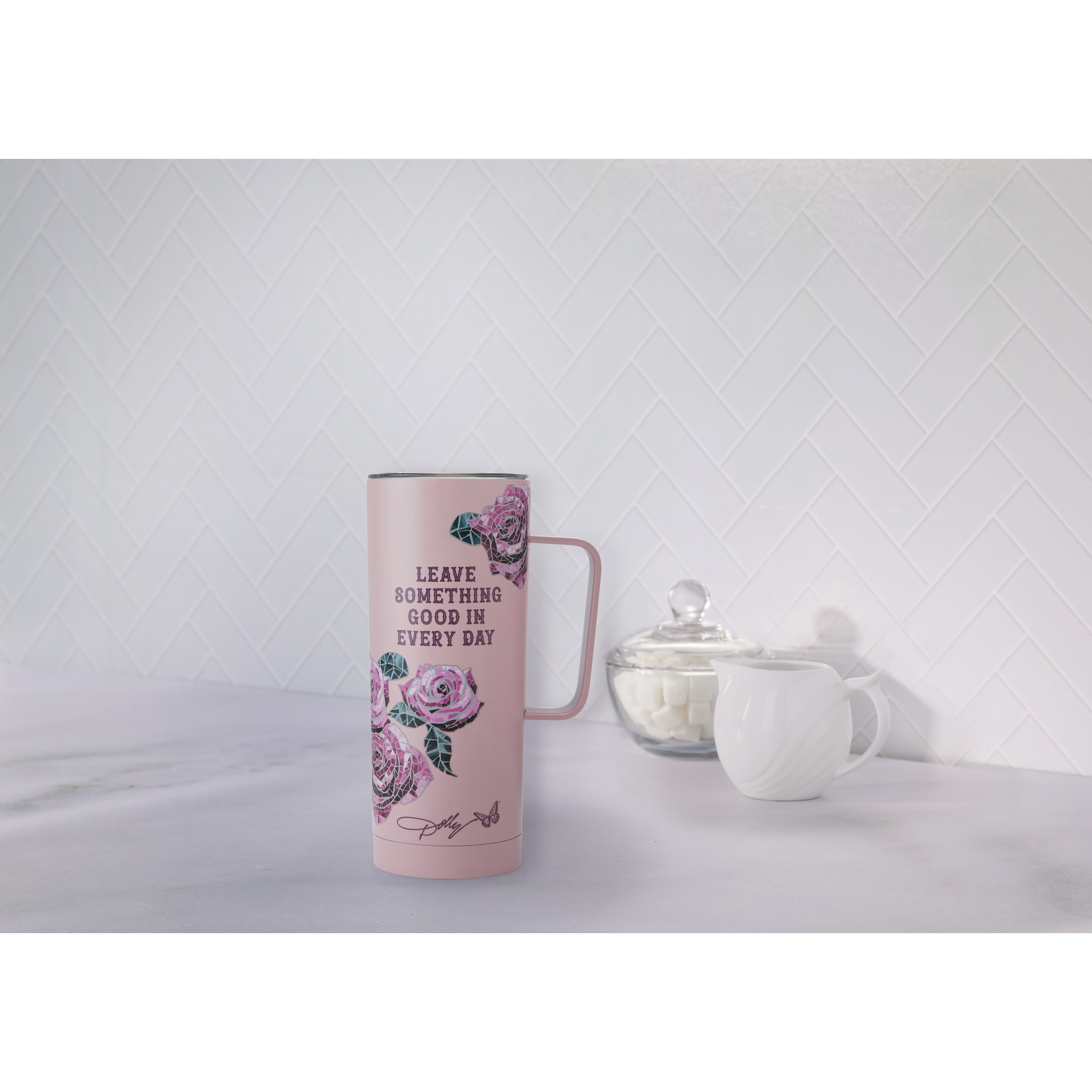 Dolly Parton 20 oz Double-Walled Stainless Steel Travel Mug Rose Pink