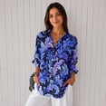 thumbnail image 4 of Nyfairy Plus Size Women's Floral Embossed Print Long Sleeve Button Down Casual Shirt, 4 of 5