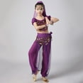 thumbnail image 6 of SERTG Girls Long Sleeve Sequin Top and Cuffed Pants Set Elastic Waist with Accessories Fall Winter Dance Performance Outfit(Purple,9-11 Years), 6 of 7