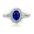 thumbnail image 1 of 2 Carat 8x6mm Oval Cut Blue Sapphire And Moissanite Diamond Halo Engagement Ring in 10k White Gold, 1 of 2
