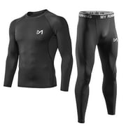 Mens Compression Base Layer Thermal Long Johns Underwear Set Fitting Shorts+Compression Leggings for Workout, Size S-2XL