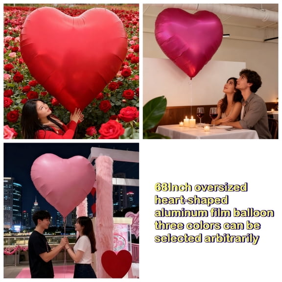 1pc Extra Large Heart Balloon - Oversized Bright Red- for Weddings, Birthdays, Valentine'S Day,Event Decor