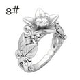 thumbnail image 1 of Beautiful Womens Floral Ring Rose Lucky Flower Leaf Diamond Jewelry Gift Rings, 1 of 6
