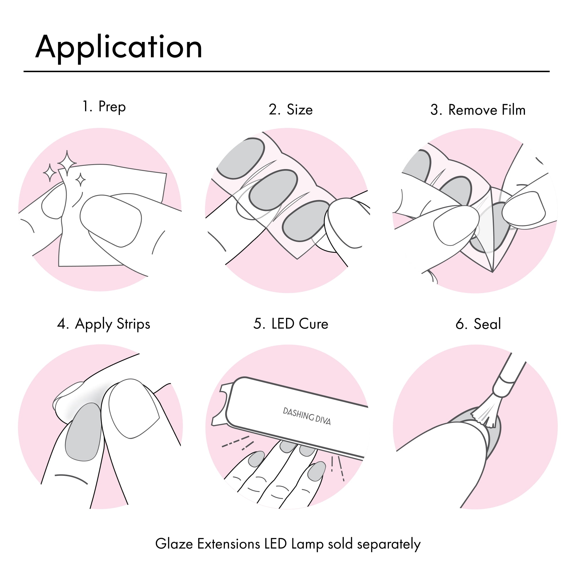 Dashing Diva Glaze Extensions Refill Set in Rabbit, Short Squoval, Semi-Cured Gel Nail Lengthening Strips, Includes 30 Gel Strips (Required LED Lamp Sold Separately)