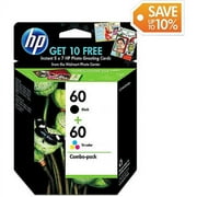HP 60 Black & Tri-Color Combo Inkjet Cartridge w/ 10 Free 5x7 Greeting Cards