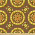 thumbnail image 2 of Floral Fabric by the Yard, Demonstration of Round Concentric Flower and Leaves, Decorative Upholstery Fabric for Chairs & Home Accents, Pale Redwood Marigold by Ambesonne, 2 of 5