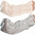 thumbnail image 6 of 2 Pairs 2 Colors Pastel Lace Ruffle Arm Sleeves Ruched Ruffle Hem Arm Sun Protection Sleeve Bridal Extra Long Tulle Sheer Pearl Fingerless Mesh Gloves, 6 of 9