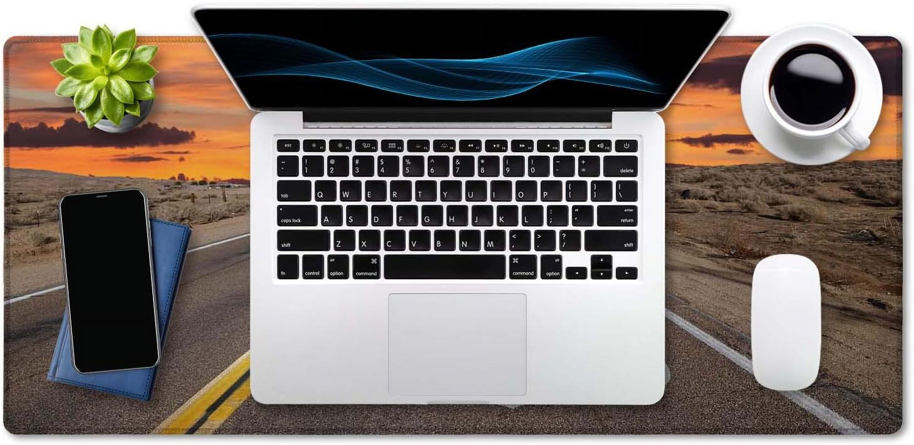 Large Mouse Pad, Full Desk XXL Extended Gaming Mouse Pad 35.5" X 15.7", Waterproof Desk Mat Stitched Edges, Non-Slip Laptop Computer Keyboard Mousepad for Office and Home, Famous US Route 66