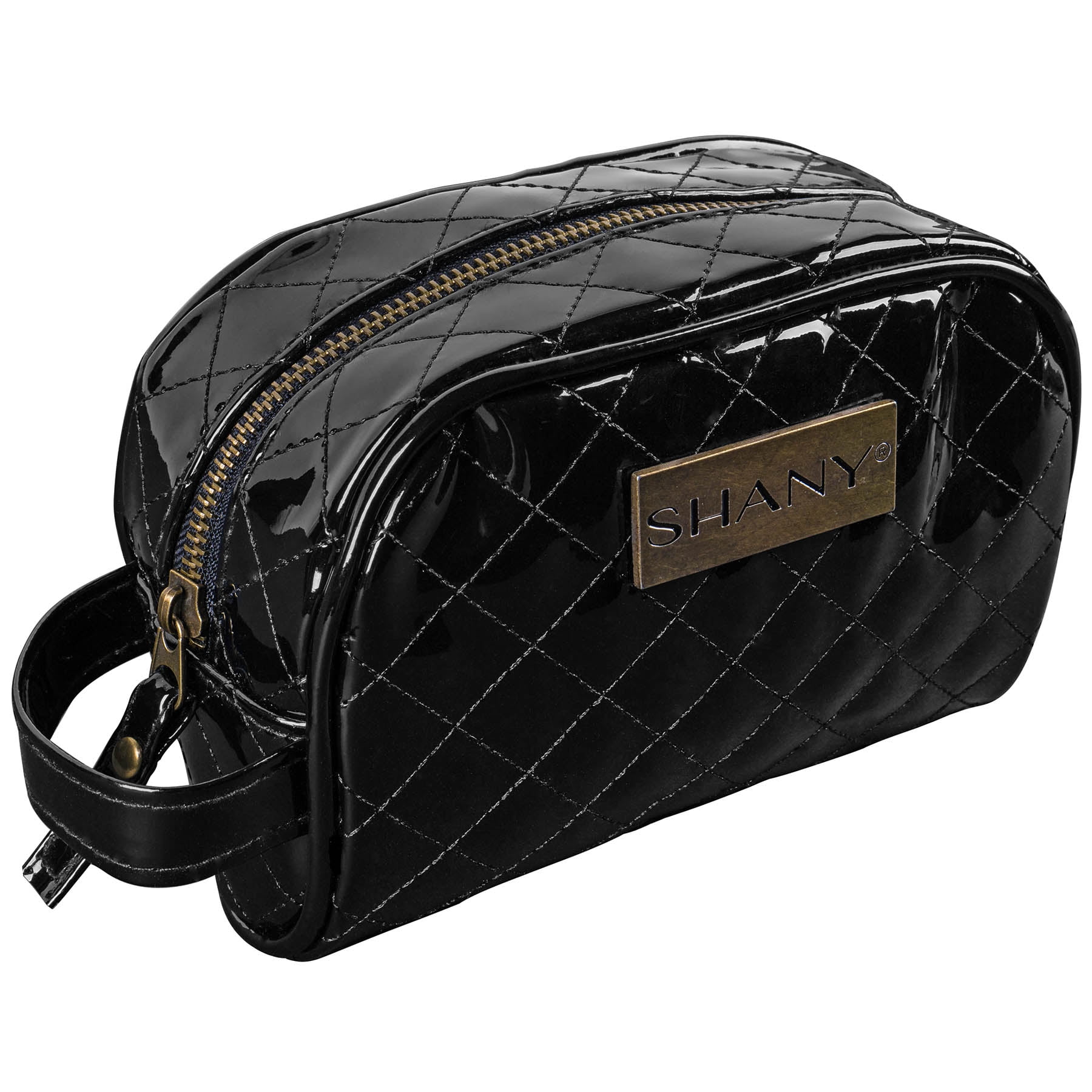 SHANY Quilted Travel Cosmetic Bag – Faux Patent Leather Zipper ...