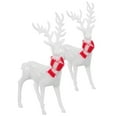 thumbnail image 4 of LOLIPPYY 2pcs Acrylic Christmas Reindeer Sculpture Elk Figurines with Scarf Tabletop Deer Statues Centerpiece for Holiday Mini Mantle Table Ornaments, 4 of 7