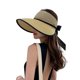 thumbnail image 1 of Viseras de paja plegables para mujer, protección solar, ala ancha, sombrero para el sol con lazo, tapa vacía, sombrero de playa de verano transpirable, 1 of 5
