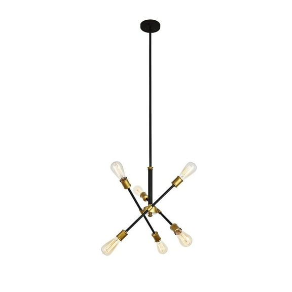 Indoor Home Decorative Midcentury Modern Axel 6 Lights Black Pendant