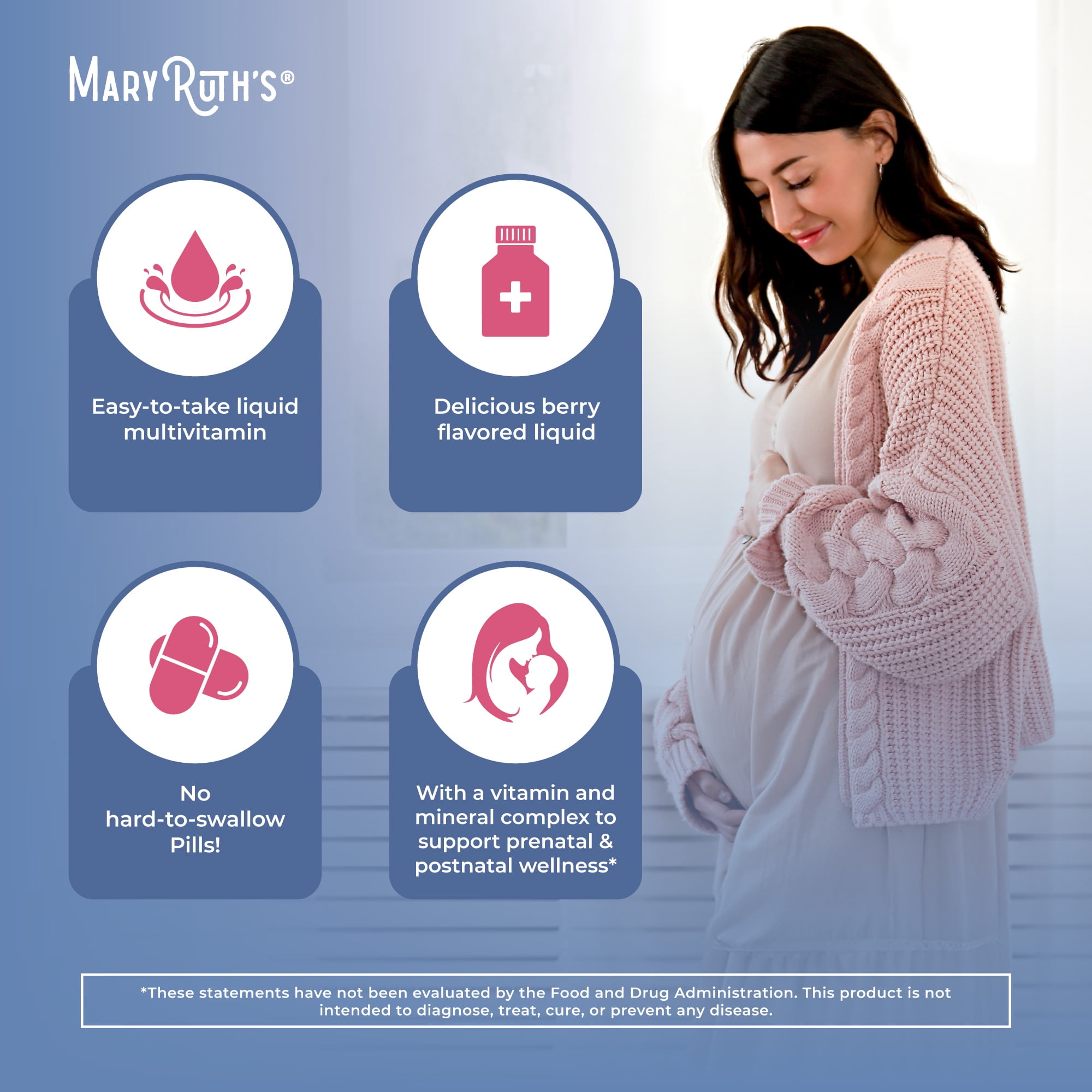 MaryRuth's Vegan Liquid Prenatal Postnatal Multivitamin, Berry Flavor, Gluten-Free, Sugar-Free, 1-Count 16 fl. oz.