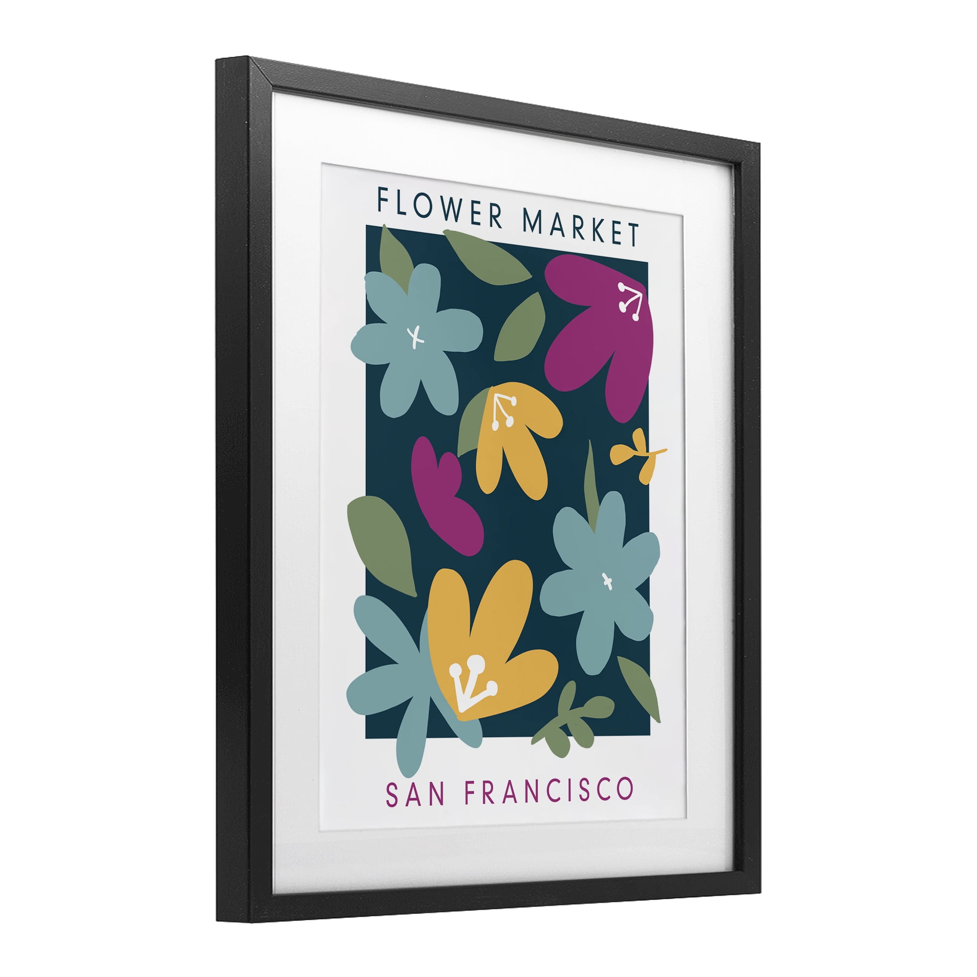 Stupell Industries Whimsical Flower Market Black Framed Print Under Glass, design by Anna Quach