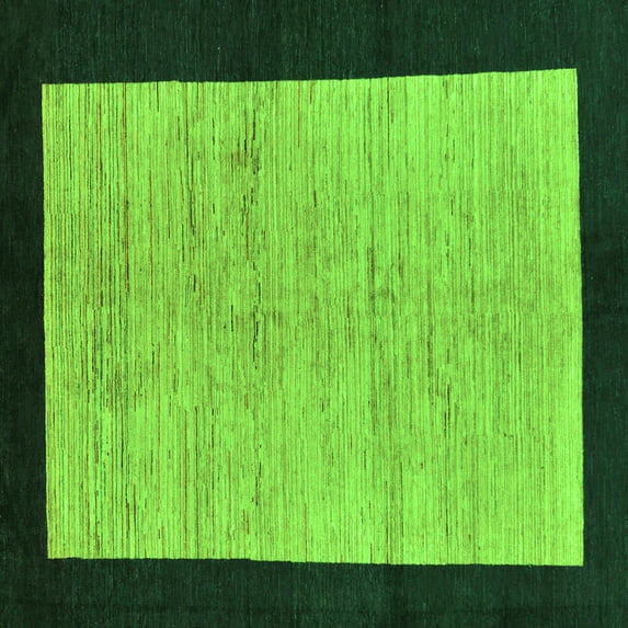 Ahgly Company Indoor Square Oriental Green Modern Area Rugs, 3' Square