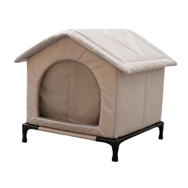 DimyFew Maisonnette Extérieure pour Chat Base Surélevée Coupe-Vent Imperméable Abri Fermé Tente Isolée pour Animal avec Matériau PP Résistant à l'Usure Convient à la Cour Communautaire P S