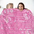 thumbnail image 2 of I Love You 100 Languages Blanket I Love You Gifts for Her Teal Throw Blanket for Girlfriend Birthday Gifts for Wife Love Blanket from Boyfriend Anniversary Valentine's Day Gifts 50×60 inch, 2 of 5