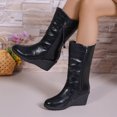 thumbnail image 6 of Women's Slip on Mid Calf Boots, Fall Winter Platform Wedge Slouch Casual Boots with Breathable Lining and Cushion Sole, Trendy Footwear for Daily Leisure, 6 of 7