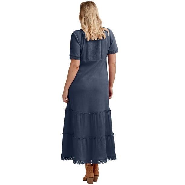 temperatur Utroskab bombe Ellos Women's Gauze Maxi Dress Dress - Walmart.com