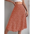 thumbnail image 6 of Women'S Summer High Waisted Flowy Slit Midi Skirts Casual Boho Floral Beach Skirt Orange XXL, 6 of 9