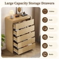 thumbnail image 3 of Modern 5 Drawers Dresser, 45.9" Tall Chests of Drawers with Curved Edge, Wood Closet Storage Organizer for Bedroom, Living Room, Hallway, Natural Oak, 3 of 10