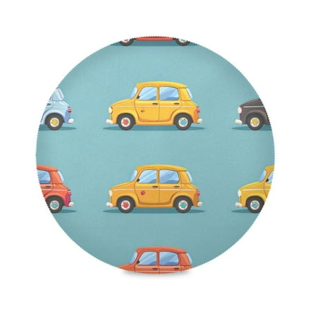 

Round Plate Mat 15.4x15.4 Inchesx6 Placemat Table Mat Kitchen Mat Coffee Mat Fabric Thick Strong Wear-Resistant Heat Resistance Yellow Car