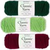 Soft Acrylic Yarn 3-Pack, 3.5oz / ball, Green Forest + Green Lime + Red Cardinal. Great value for knitting, crochet, needlework, arts & crafts projects, gift set for beginners and pros alike