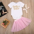 thumbnail image 3 of Gupgi 3Pcs Girls Outfit, Letter Print Romper + Tutu Skirts + Headband Set, 3 of 7