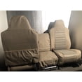 thumbnail image 3 of F58 2002-2010 Ford F250-F550 Super Duty Front 40/20/40 Split Bench Seat with Molded Headrests and Opening Console in Beige and Tan Leatherette Two Tone, 3 of 5