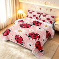 thumbnail image 3 of Erosebridal Rustic Ladybug Quilt Full,Transitional Daisy Flower Full Bedspread Sets,Cream Black,3 Pieces,1 Coverlet and 2 Pillowcases, 3 of 7