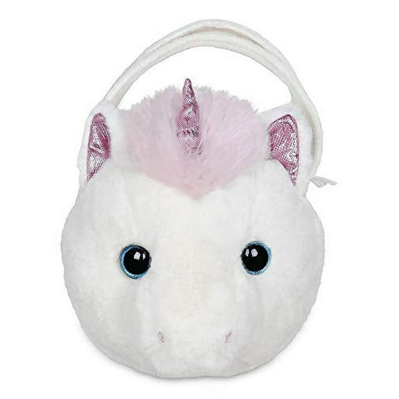DISCO - Bearington Dreamer Carrysome Girls Plush White and Pink Unicorn Stuffed Animal Purse, Handbag 7 inches