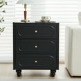 thumbnail image 3 of YOCWO 3 Drawer Nightstand, Classic Chest of Drawers with Arc Edge, Black, 3 of 9
